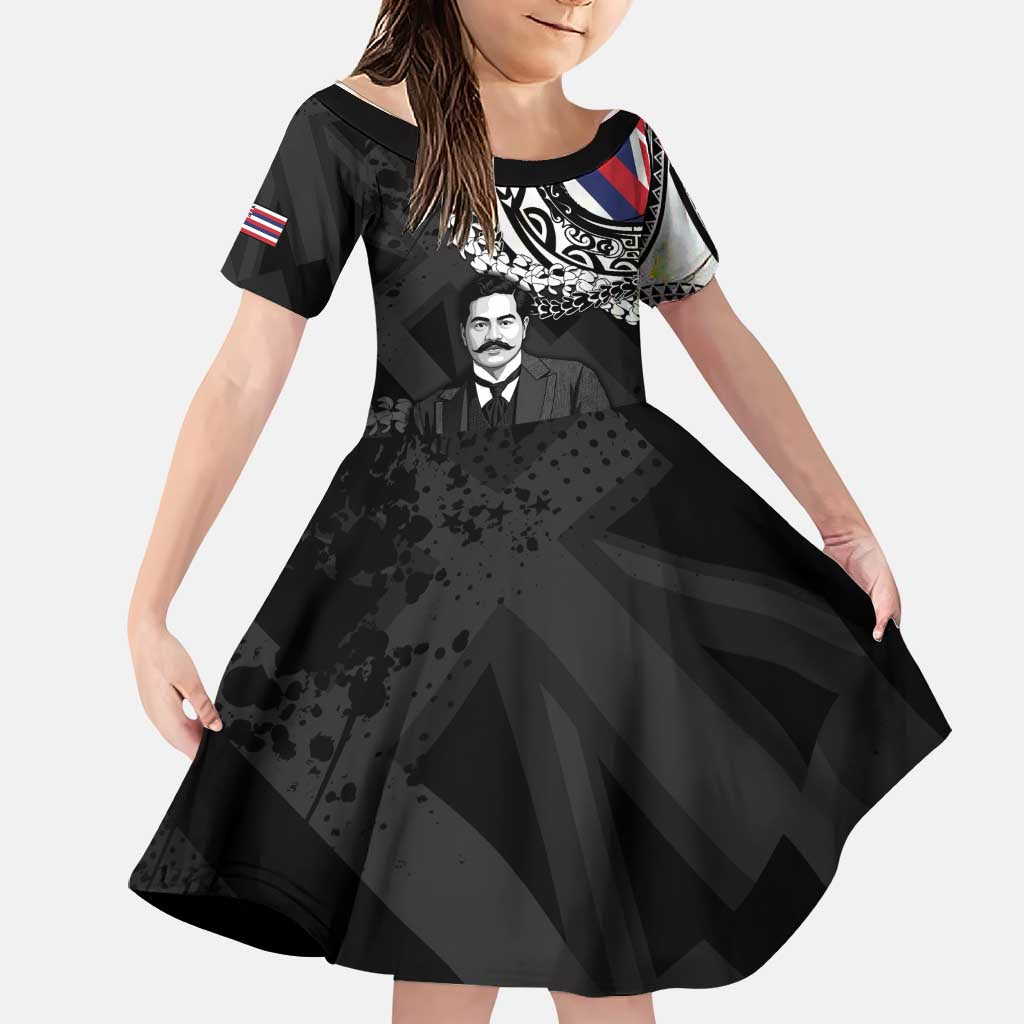 Personalised Hawaii Prince Kuhio Family Matching Off Shoulder Short Dress and Hawaiian Shirt Hawaiian Maile Lei