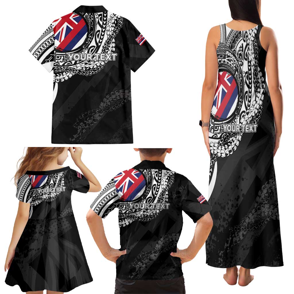 Personalised Hawaii Prince Kuhio Family Matching Tank Maxi Dress and Hawaiian Shirt Hawaiian Maile Lei