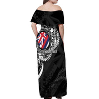 Personalised Hawaii Prince Kuhio Off Shoulder Maxi Dress Hawaiian Maile Lei