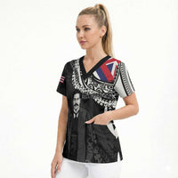 Personalised Hawaii Prince Kuhio Scrub Top Hawaiian Maile Lei