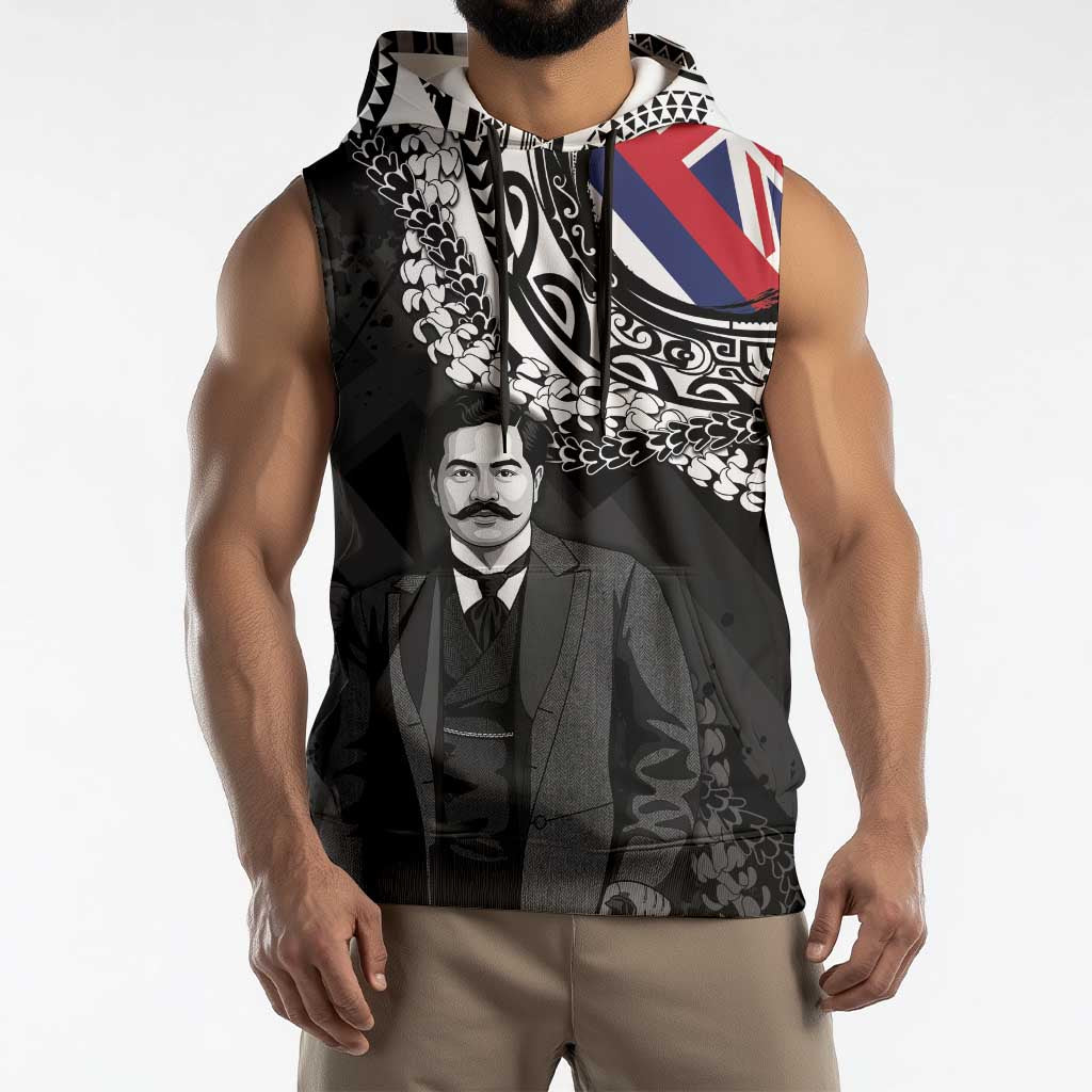 Personalised Hawaii Prince Kuhio Sleeveless Hoodie Hawaiian Maile Lei LT05 - Polynesian Pride