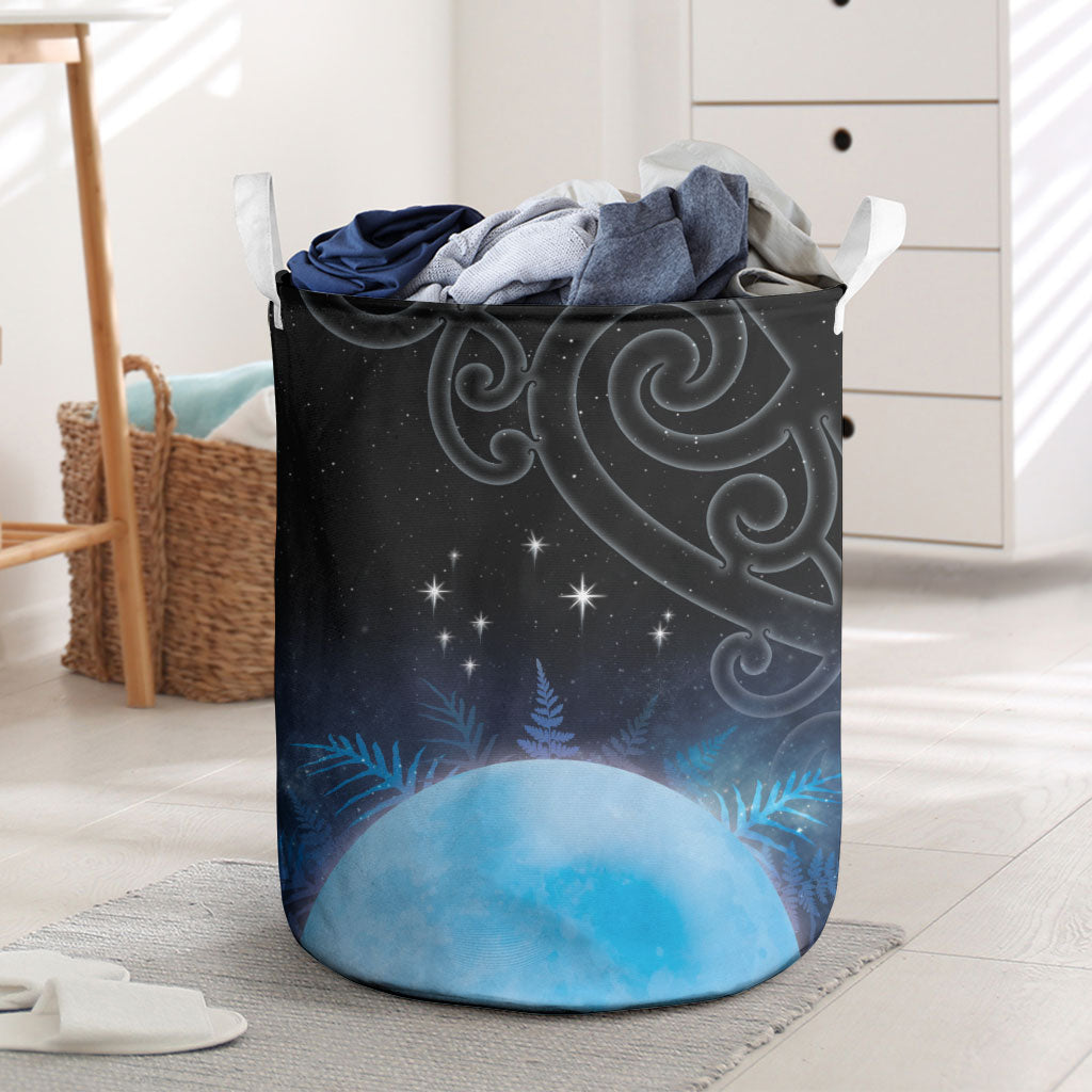 New Zealand Matariki Laundry Basket Pleiades Star Cluster Blue Galaxy LT05 Blue - Polynesian Pride
