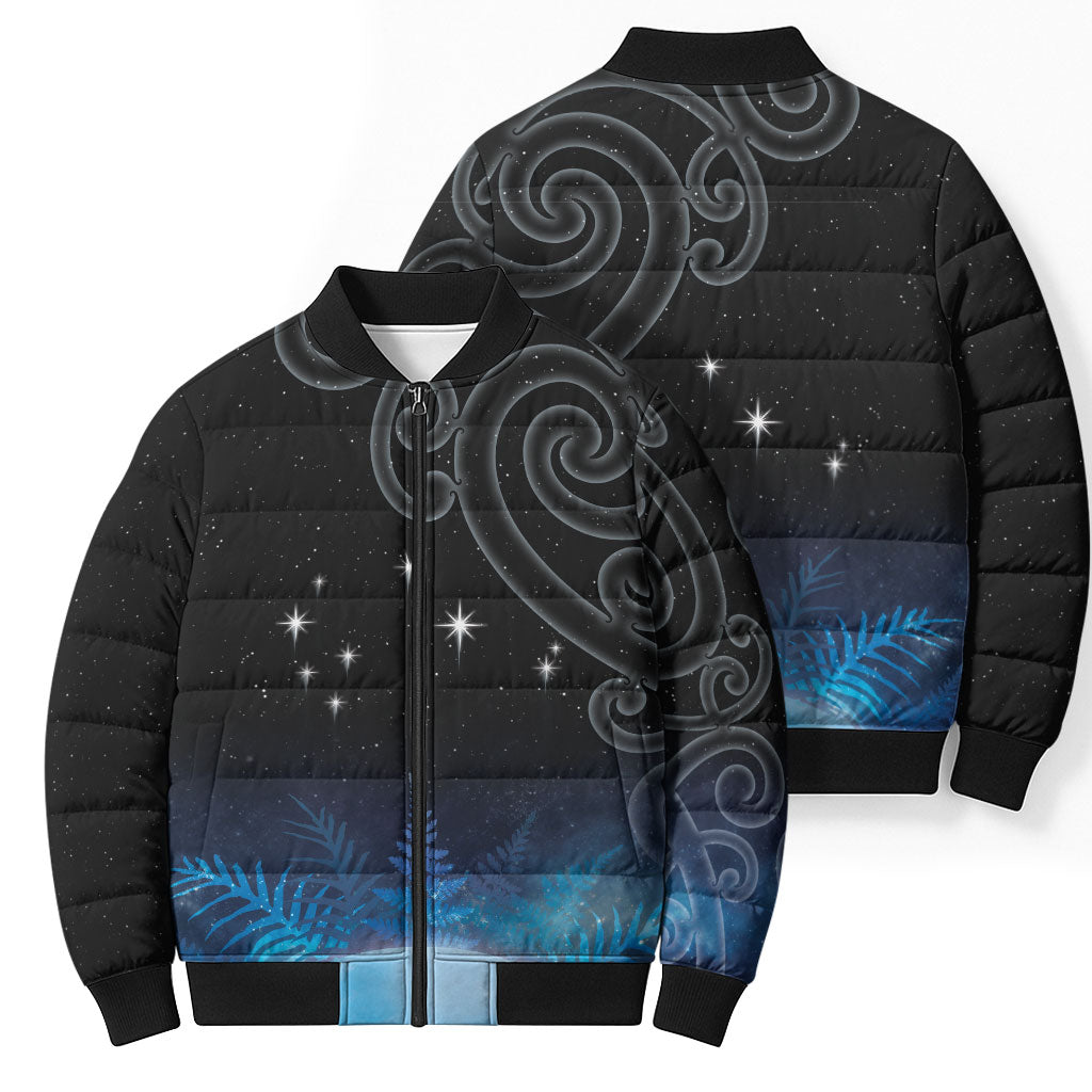 New Zealand Matariki Bomber Puffer Jacket Pleiades Star Cluster Blue Galaxy