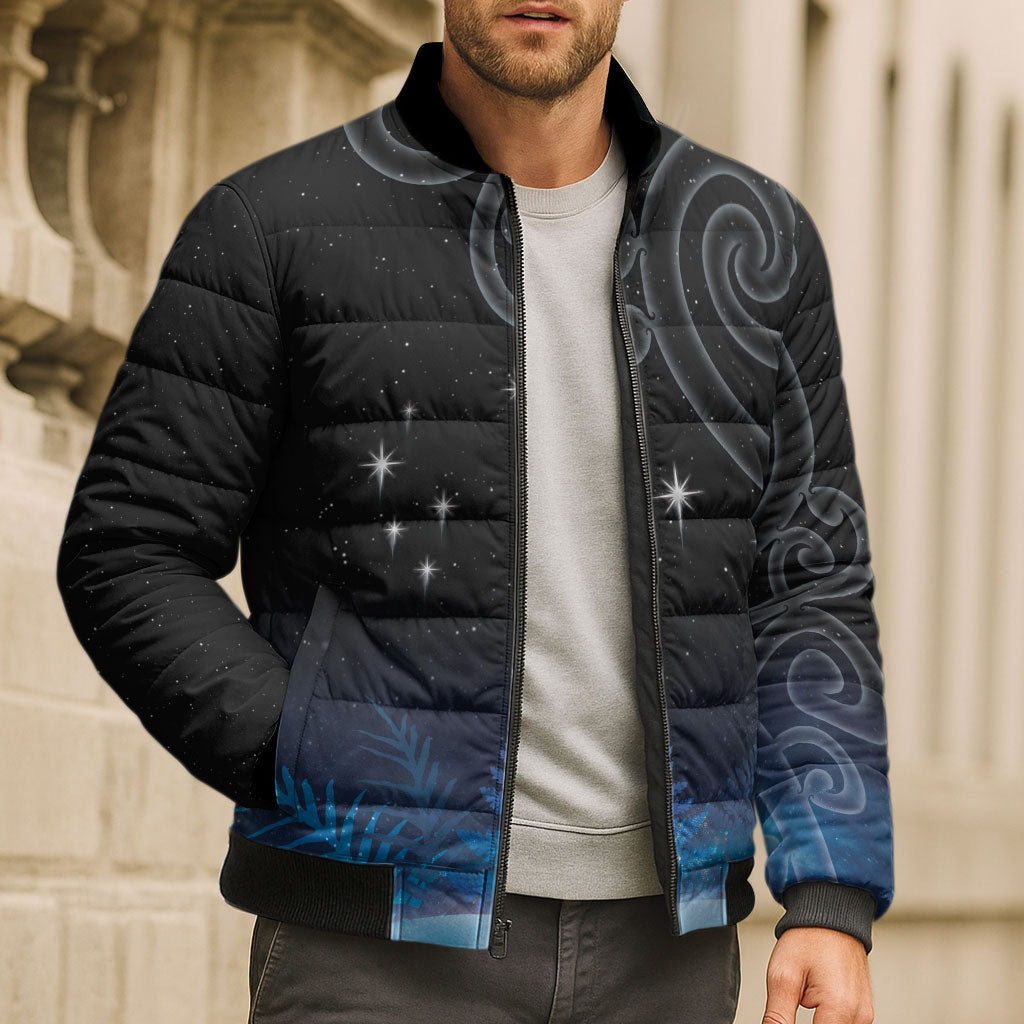 New Zealand Matariki Bomber Puffer Jacket Pleiades Star Cluster Blue Galaxy
