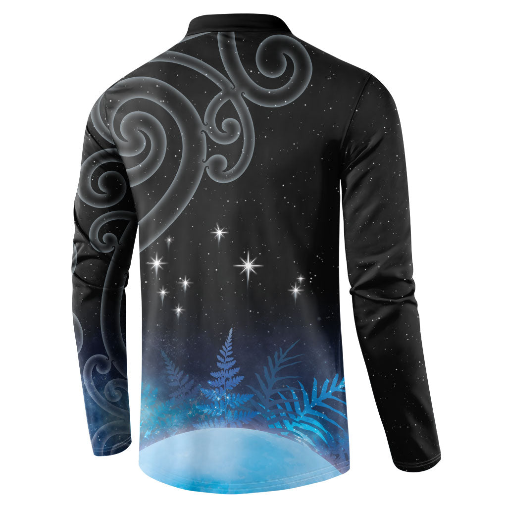 New Zealand Matariki Button Sweatshirt Pleiades Star Cluster Blue Galaxy