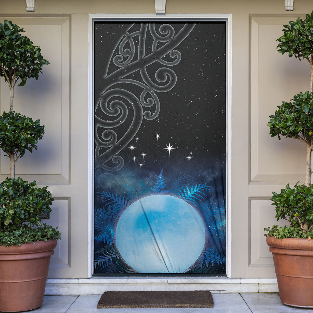 New Zealand Matariki Door Cover Pleiades Star Cluster Blue Galaxy