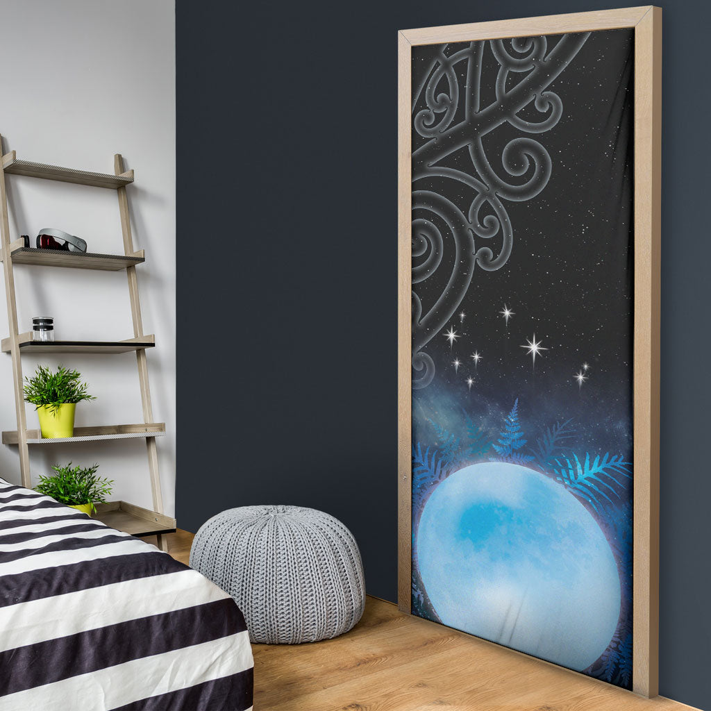 New Zealand Matariki Door Cover Pleiades Star Cluster Blue Galaxy