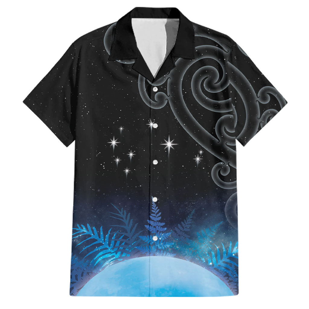 New Zealand Matariki Family Matching Tank Maxi Dress and Hawaiian Shirt Pleiades Star Cluster Blue Galaxy LT05 Dad's Shirt - Short Sleeve Blue - Polynesian Pride