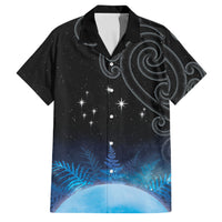 New Zealand Matariki Family Matching Tank Maxi Dress and Hawaiian Shirt Pleiades Star Cluster Blue Galaxy LT05 Dad's Shirt - Short Sleeve Blue - Polynesian Pride