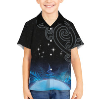 New Zealand Matariki Family Matching Tank Maxi Dress and Hawaiian Shirt Pleiades Star Cluster Blue Galaxy LT05 Son's Shirt Blue - Polynesian Pride
