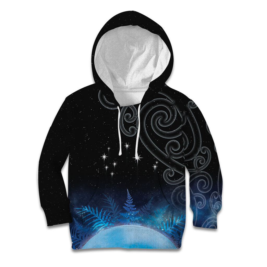 New Zealand Matariki Kid Hoodie Pleiades Star Cluster Blue Galaxy LT05 Hoodie Blue - Polynesian Pride