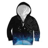 New Zealand Matariki Kid Hoodie Pleiades Star Cluster Blue Galaxy LT05 Zip Hoodie Blue - Polynesian Pride