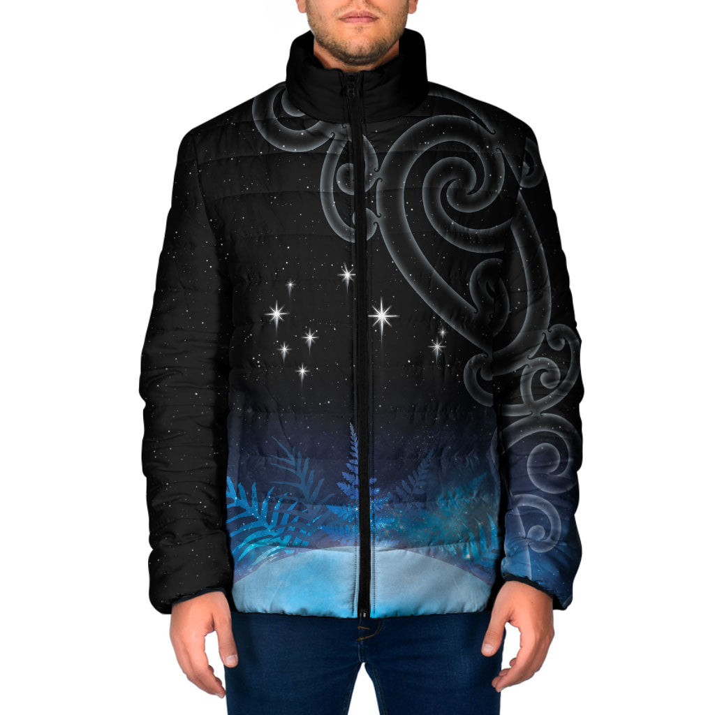 New Zealand Matariki Padded Jacket Pleiades Star Cluster Blue Galaxy