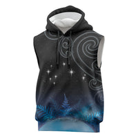 New Zealand Matariki Sleeveless Hoodie Pleiades Star Cluster Blue Galaxy