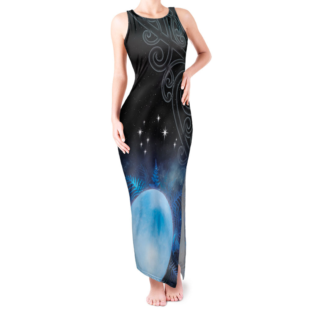 New Zealand Matariki Tank Maxi Dress Pleiades Star Cluster Blue Galaxy LT05 Women Blue - Polynesian Pride