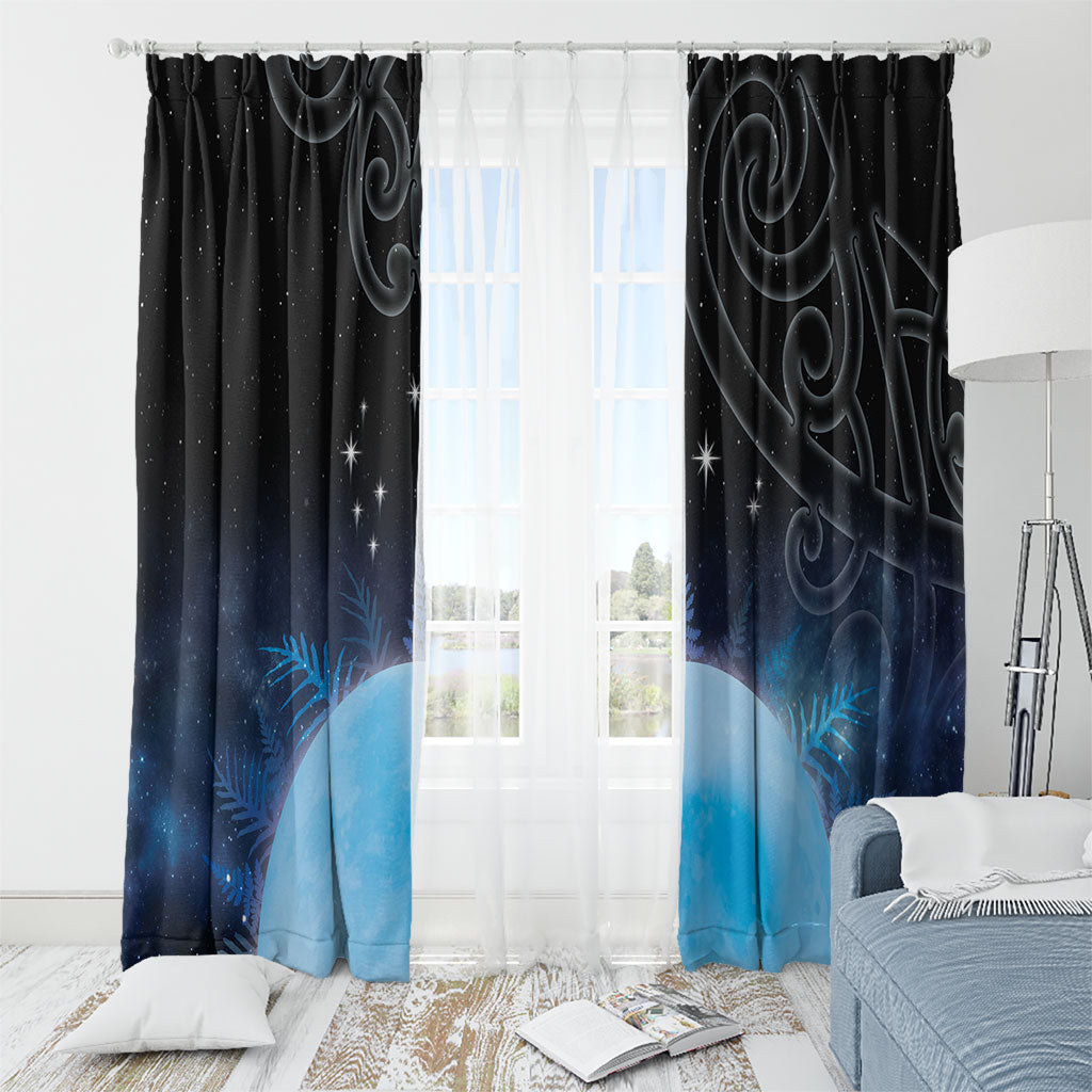 New Zealand Matariki Window Curtain Pleiades Star Cluster Blue Galaxy LT05 - Polynesian Pride