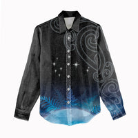 New Zealand Matariki Women Casual Shirt Pleiades Star Cluster Blue Galaxy