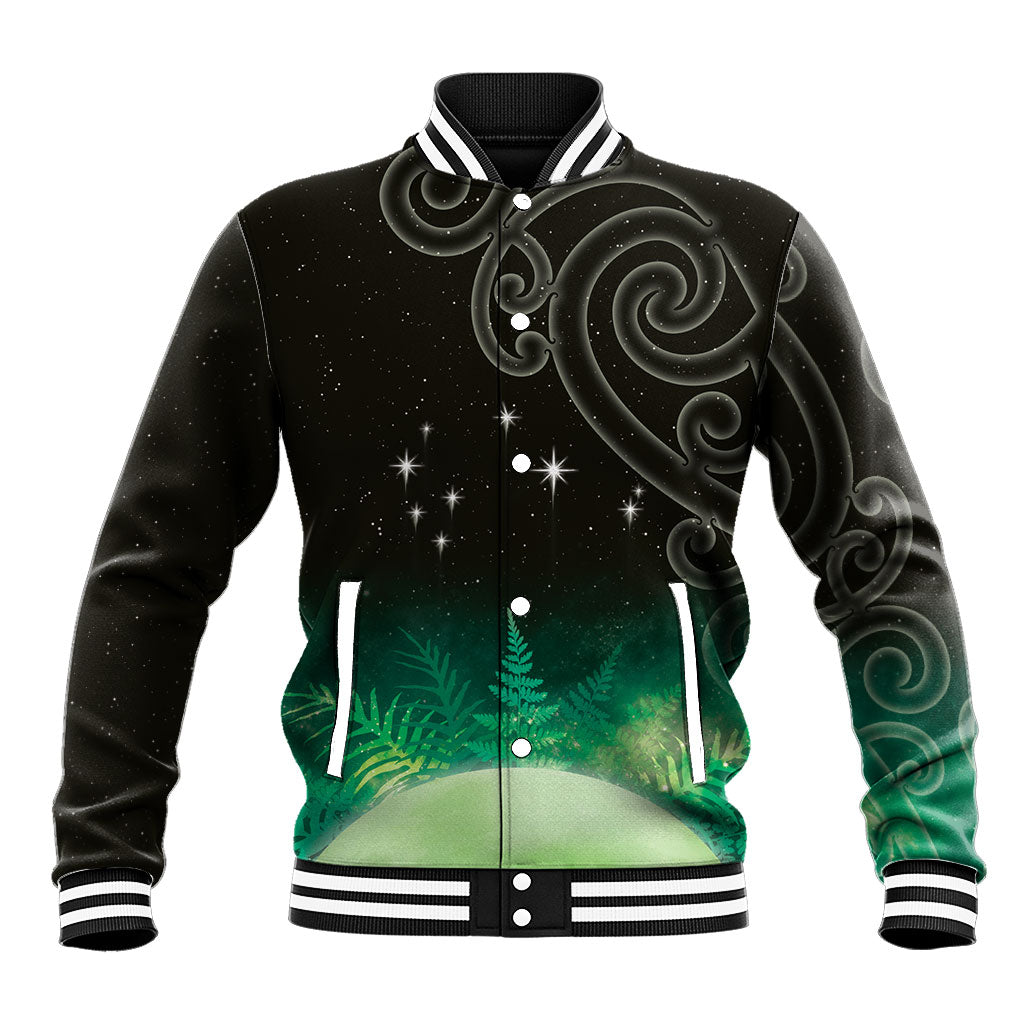 New Zealand Matariki Baseball Jacket Pleiades Star Cluster Green Galaxy LT05 Unisex Green - Polynesian Pride