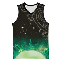 New Zealand Matariki Basketball Jersey Pleiades Star Cluster Green Galaxy LT05 Unisex Green - Polynesian Pride