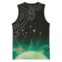 New Zealand Matariki Basketball Jersey Pleiades Star Cluster Green Galaxy LT05 - Polynesian Pride