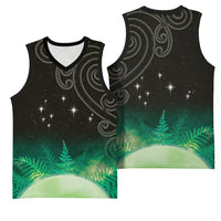 New Zealand Matariki Basketball Jersey Pleiades Star Cluster Green Galaxy LT05 - Polynesian Pride