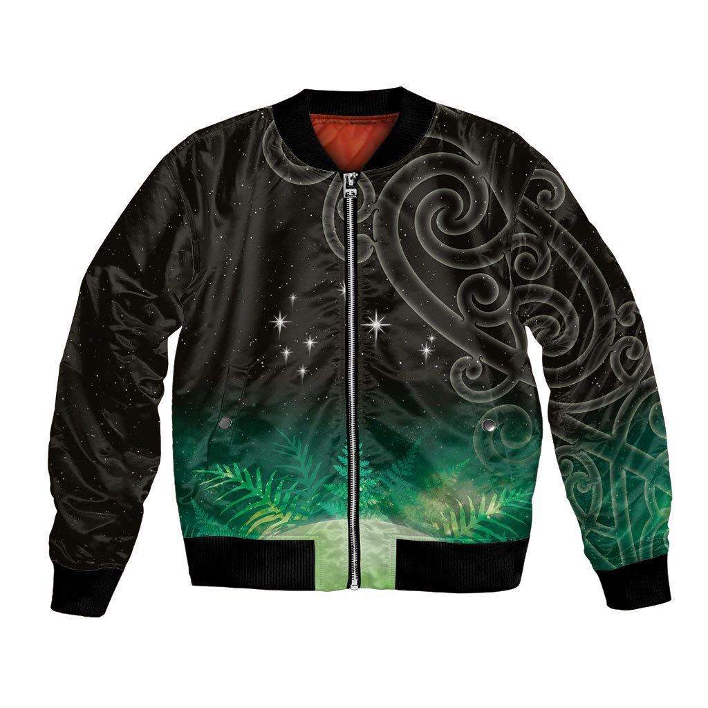 New Zealand Matariki Bomber Jacket Pleiades Star Cluster Green Galaxy LT05 Unisex Green - Polynesian Pride