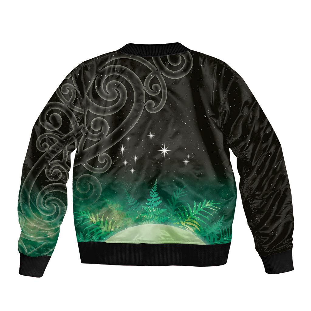 New Zealand Matariki Bomber Jacket Pleiades Star Cluster Green Galaxy LT05 - Polynesian Pride