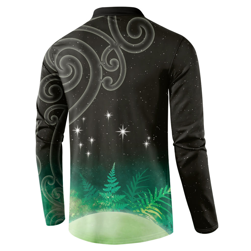New Zealand Matariki Button Sweatshirt Pleiades Star Cluster Green Galaxy