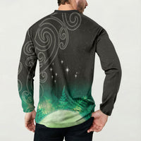 New Zealand Matariki Button Sweatshirt Pleiades Star Cluster Green Galaxy