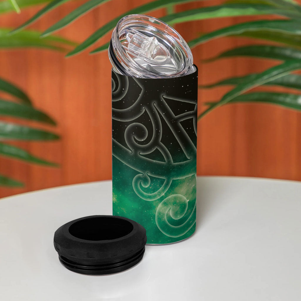 New Zealand Matariki 4 in 1 Can Cooler Tumbler Pleiades Star Cluster Green Galaxy