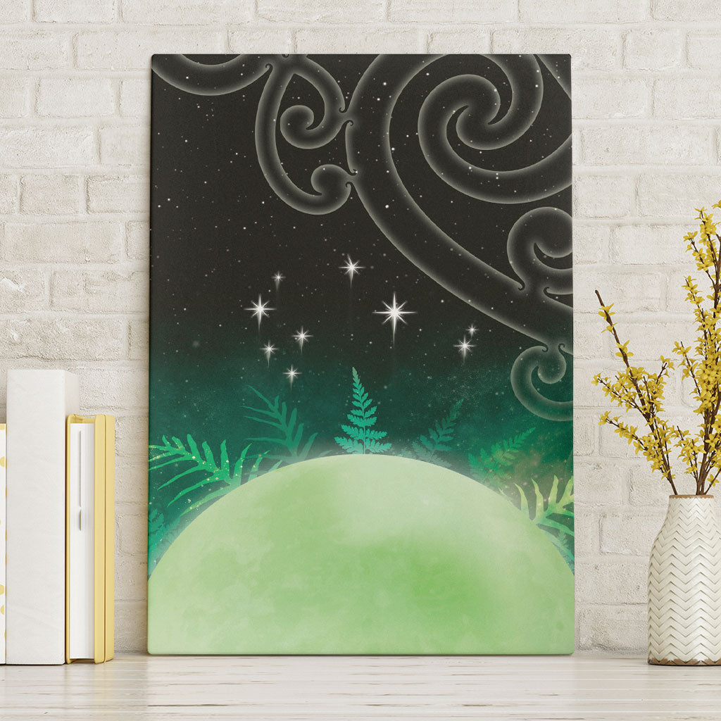 New Zealand Matariki Canvas Wall Art Pleiades Star Cluster Green Galaxy LT05 Without Frame Green - Polynesian Pride