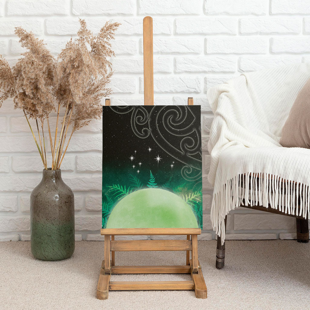 New Zealand Matariki Canvas Wall Art Pleiades Star Cluster Green Galaxy LT05 - Polynesian Pride