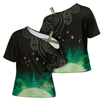New Zealand Matariki Cross Shoulder Shirt Pleiades Star Cluster Green Galaxy LT05 - Polynesian Pride