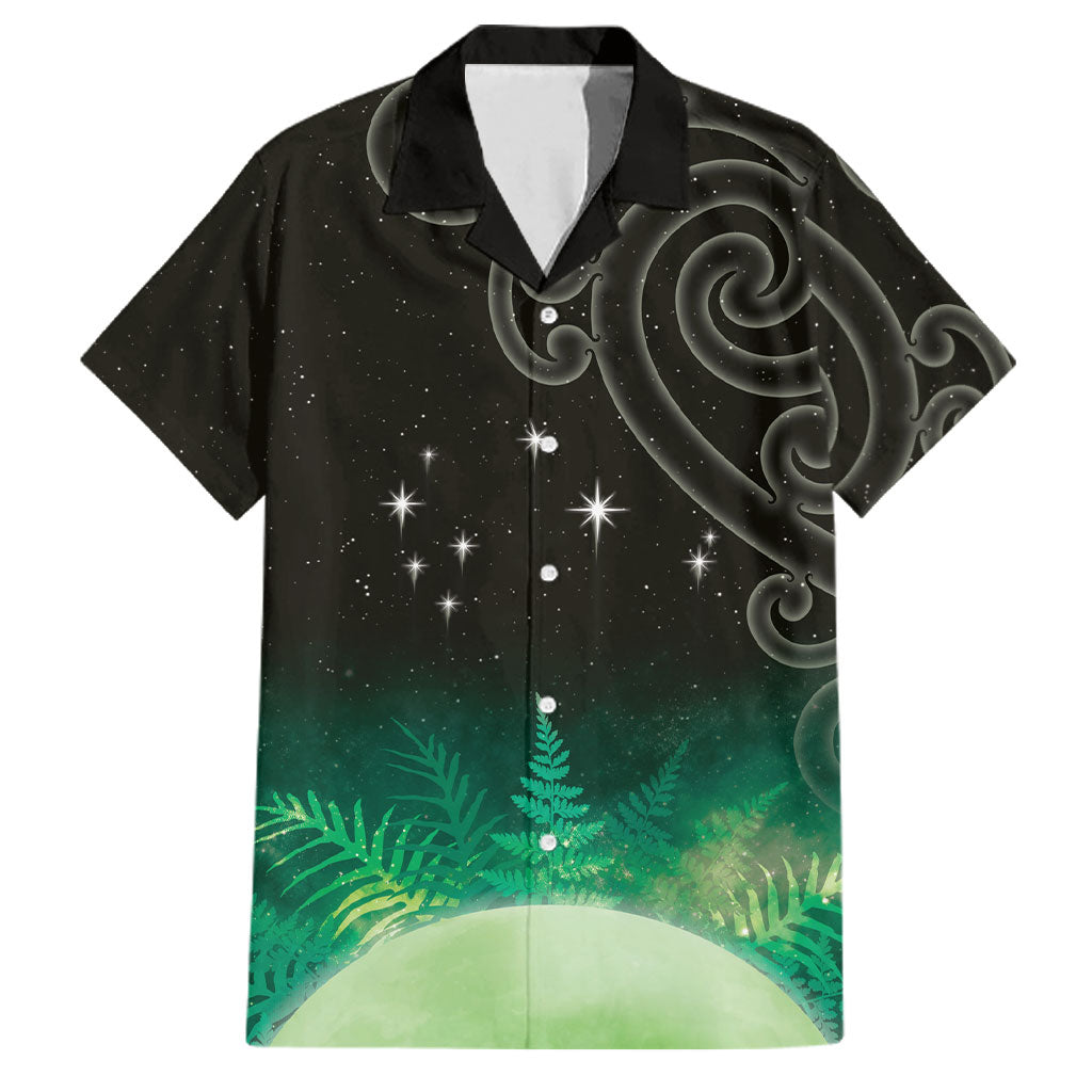 New Zealand Matariki Family Matching Long Sleeve Bodycon Dress and Hawaiian Shirt Pleiades Star Cluster Green Galaxy LT05 Dad's Shirt - Short Sleeve Green - Polynesian Pride