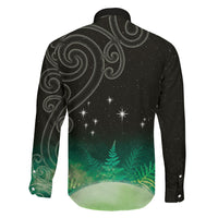 New Zealand Matariki Family Matching Long Sleeve Bodycon Dress and Hawaiian Shirt Pleiades Star Cluster Green Galaxy LT05 - Polynesian Pride