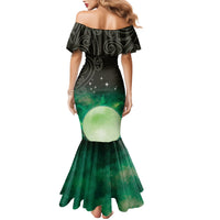 New Zealand Matariki Family Matching Mermaid Dress and Hawaiian Shirt Pleiades Star Cluster Green Galaxy LT05 - Polynesian Pride