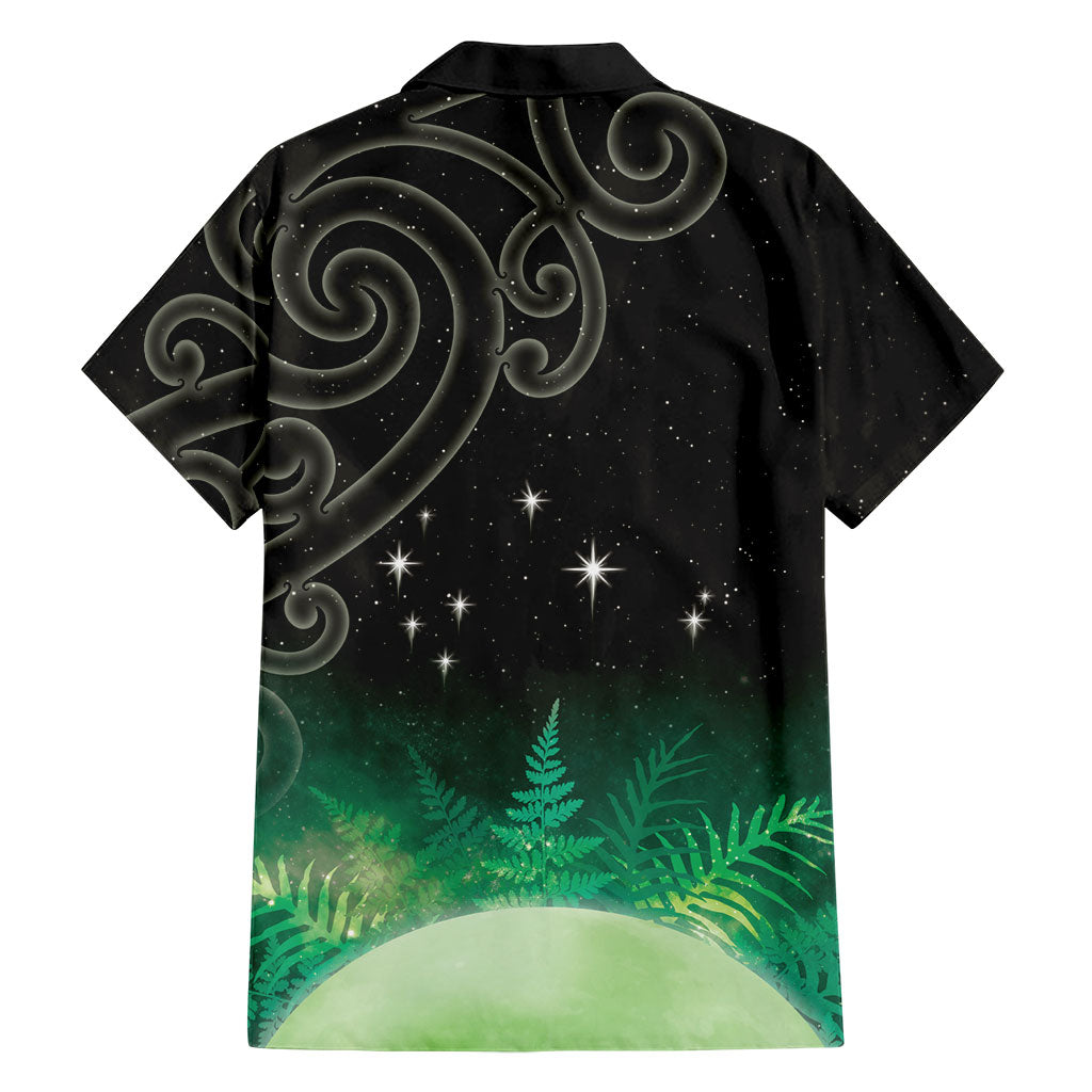 New Zealand Matariki Family Matching Short Sleeve Bodycon Dress and Hawaiian Shirt Pleiades Star Cluster Green Galaxy LT05 - Polynesian Pride