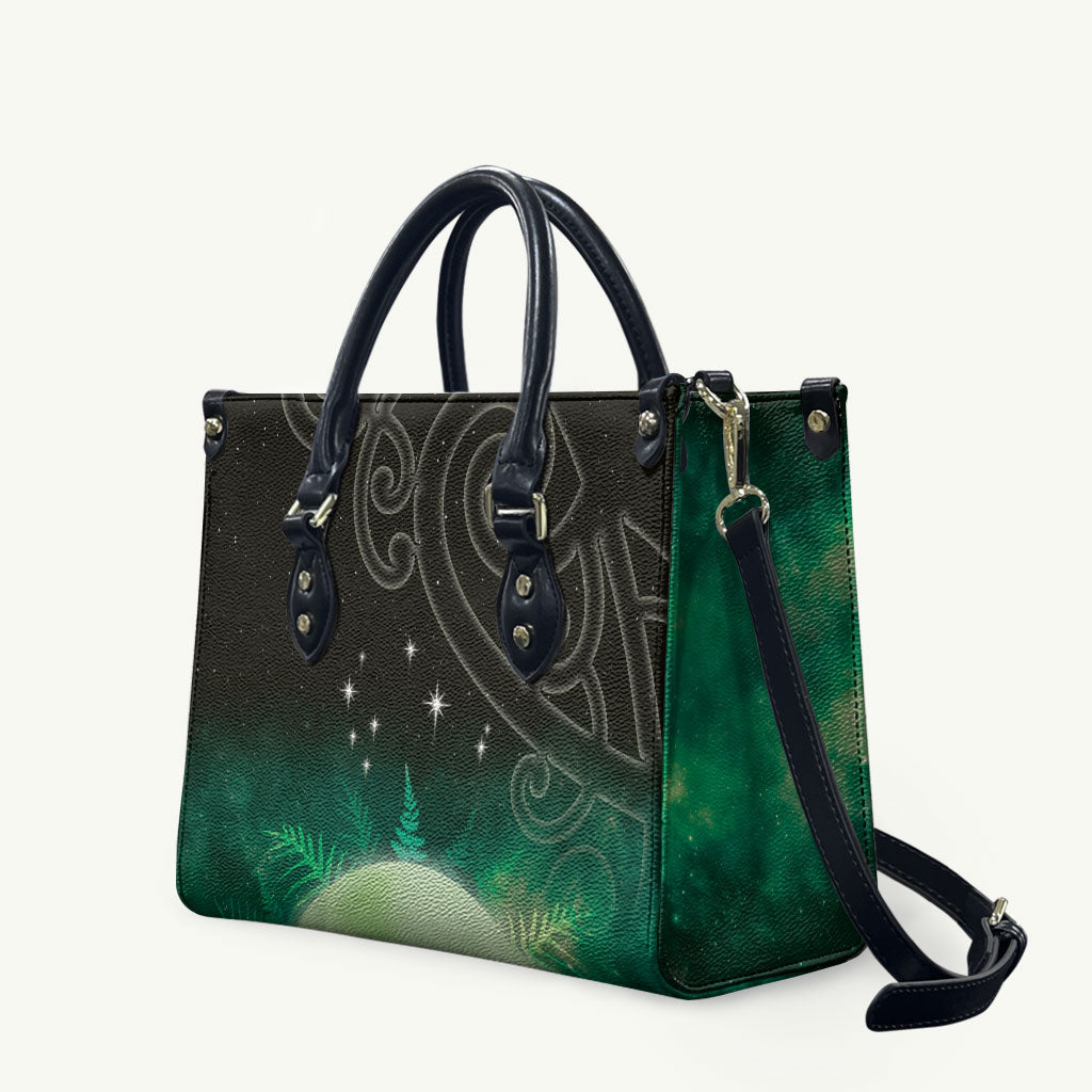 New Zealand Matariki Leather Bag Pleiades Star Cluster Green Galaxy LT05 Green - Polynesian Pride