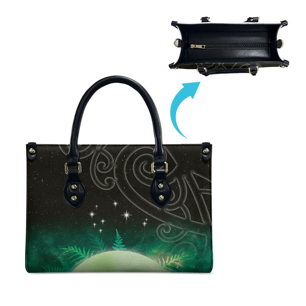 New Zealand Matariki Leather Bag Pleiades Star Cluster Green Galaxy LT05 - Polynesian Pride