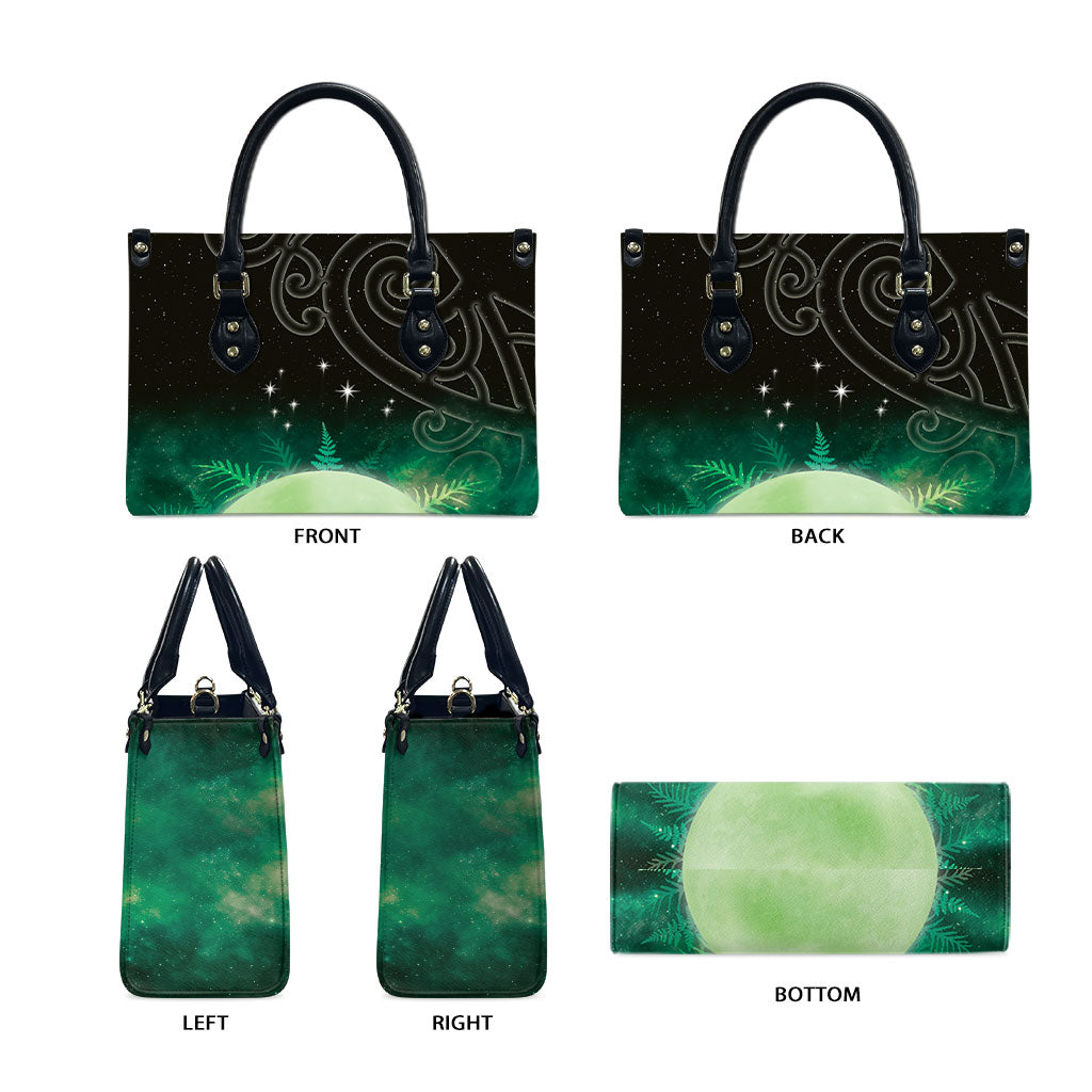 New Zealand Matariki Leather Bag Pleiades Star Cluster Green Galaxy LT05 - Polynesian Pride