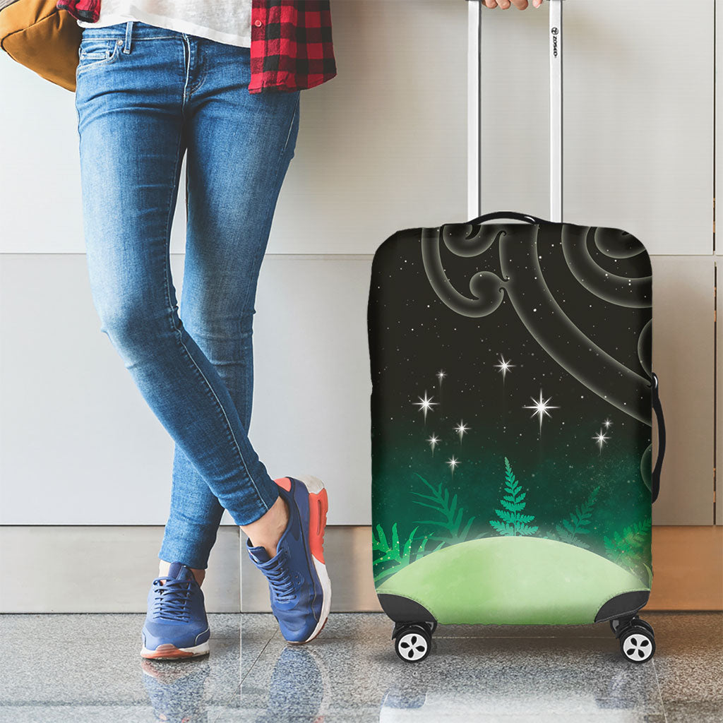 New Zealand Matariki Luggage Cover Pleiades Star Cluster Green Galaxy LT05 - Polynesian Pride