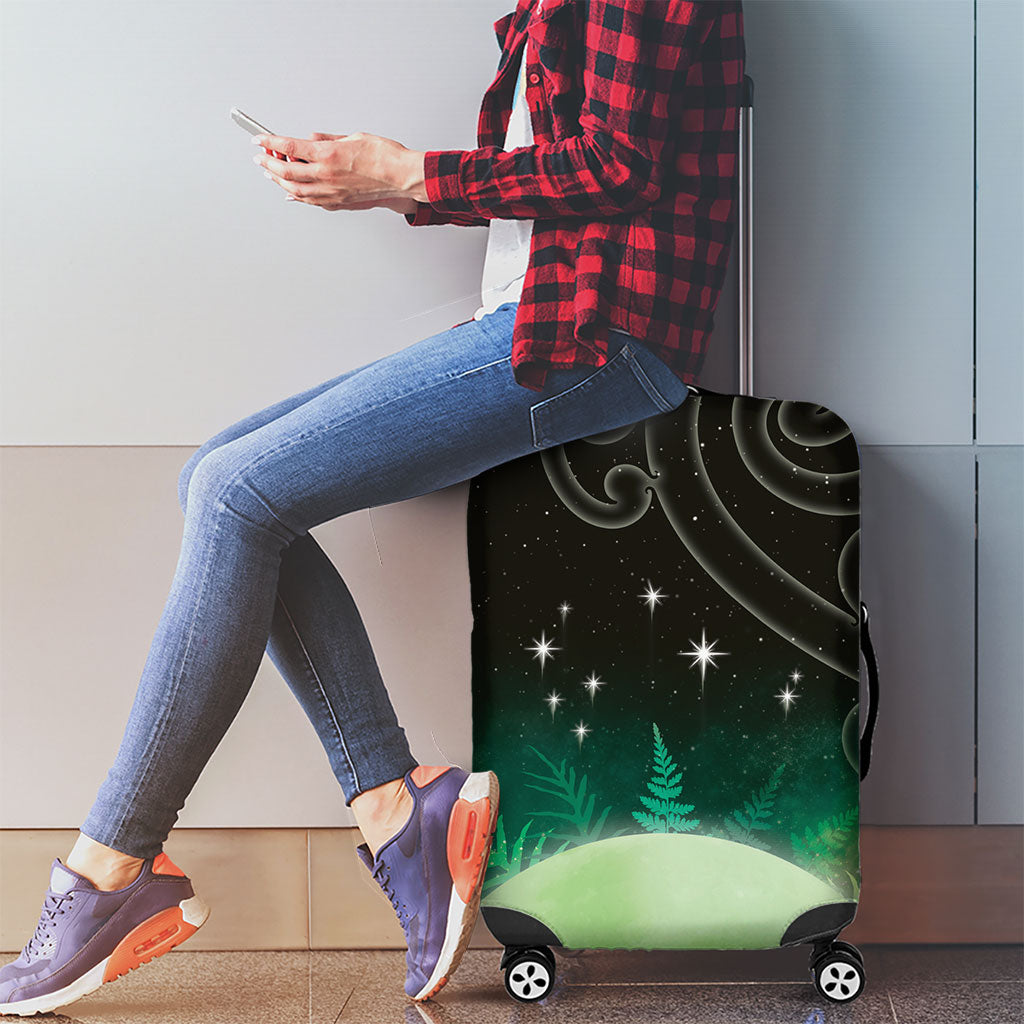 New Zealand Matariki Luggage Cover Pleiades Star Cluster Green Galaxy LT05 - Polynesian Pride