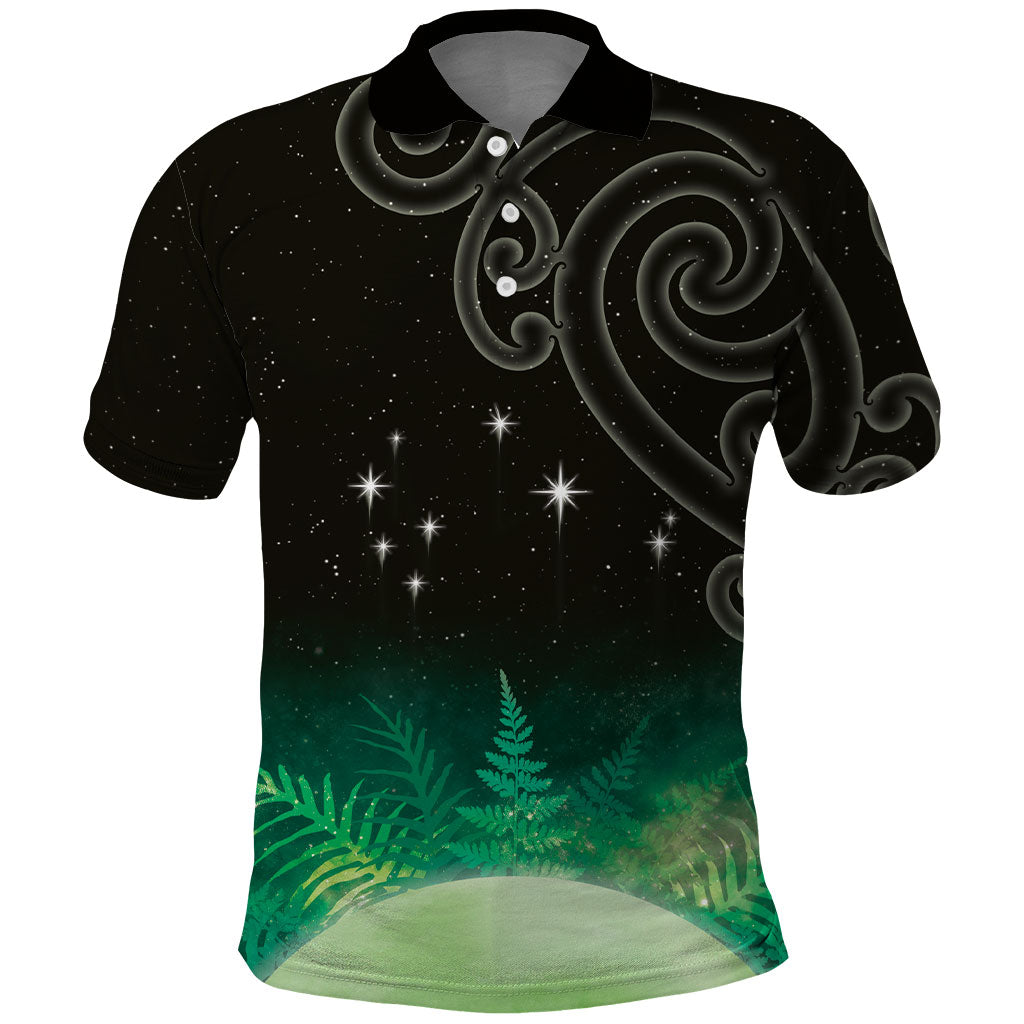 New Zealand Matariki Polo Shirt Pleiades Star Cluster Green Galaxy LT05 Green - Polynesian Pride
