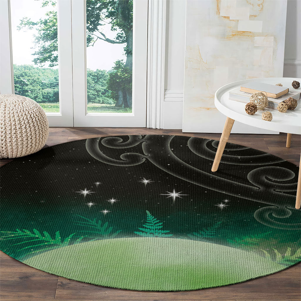 New Zealand Matariki Round Carpet Pleiades Star Cluster Green Galaxy