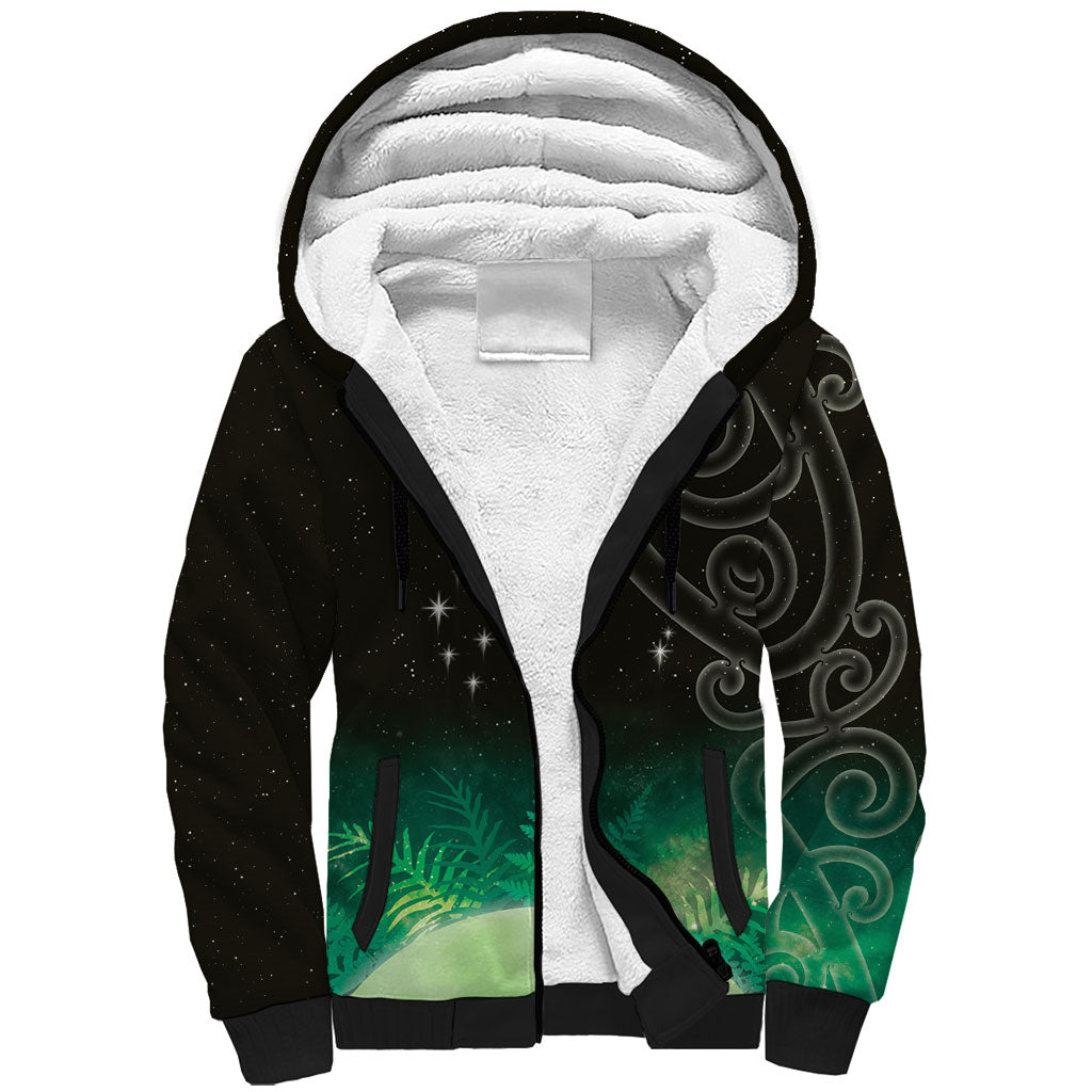 New Zealand Matariki Sherpa Hoodie Pleiades Star Cluster Green Galaxy