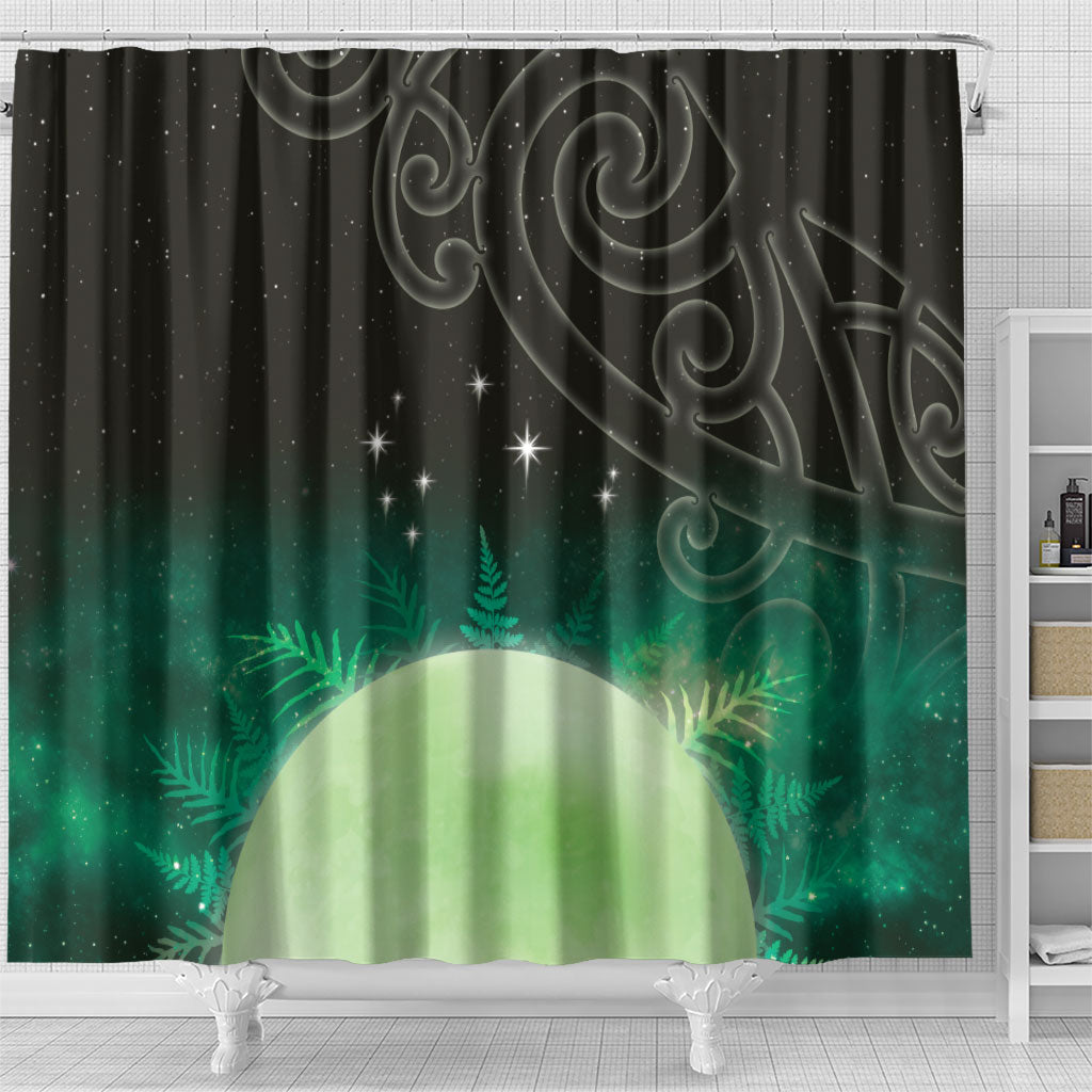 New Zealand Matariki Shower Curtain Pleiades Star Cluster Green Galaxy
