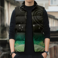 New Zealand Matariki Sleeveless Puffer Jacket Pleiades Star Cluster Green Galaxy