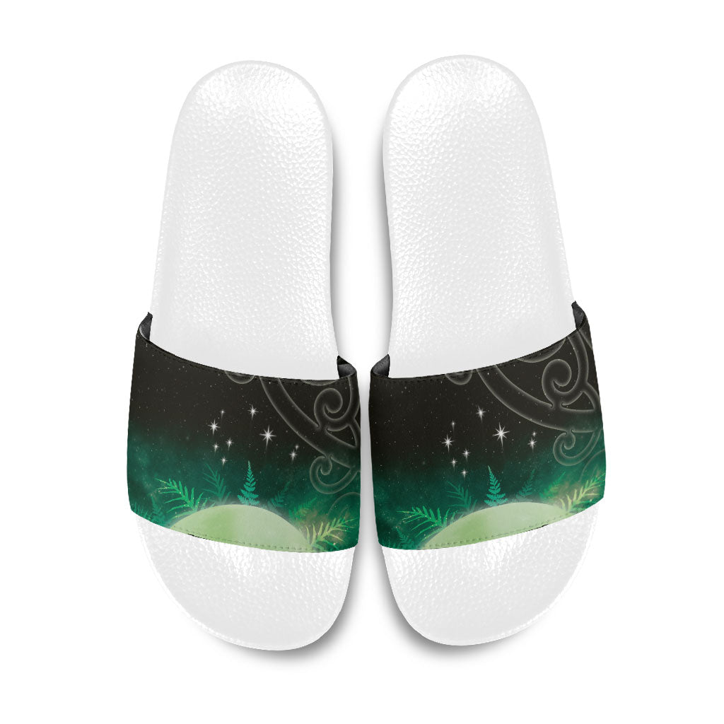 New Zealand Matariki Slide Sandals Pleiades Star Cluster Green Galaxy