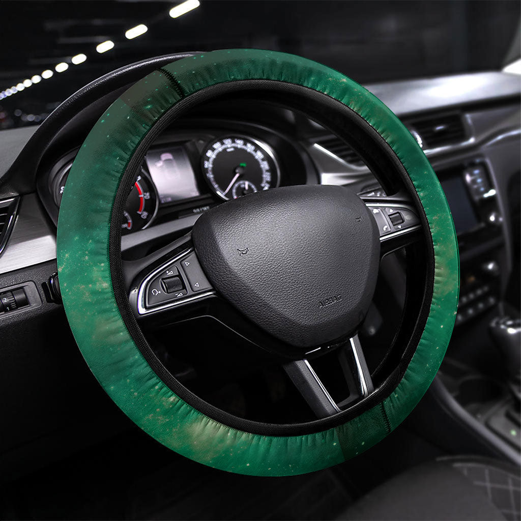 New Zealand Matariki Steering Wheel Cover Pleiades Star Cluster Green Galaxy LT05 Universal Fit Green - Polynesian Pride