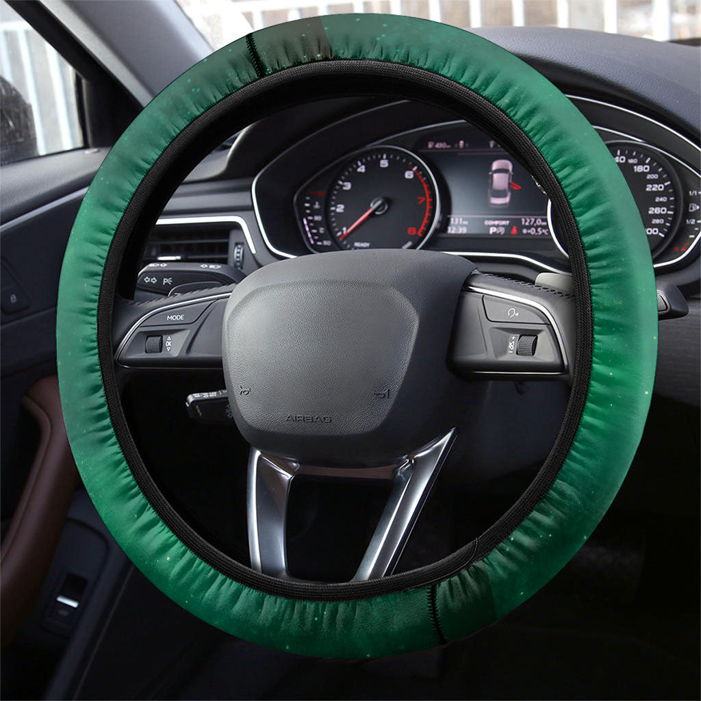 New Zealand Matariki Steering Wheel Cover Pleiades Star Cluster Green Galaxy LT05 - Polynesian Pride